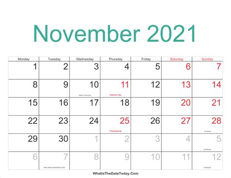 The Best 27 Thanksgiving November 2021 Calendar With Holidays