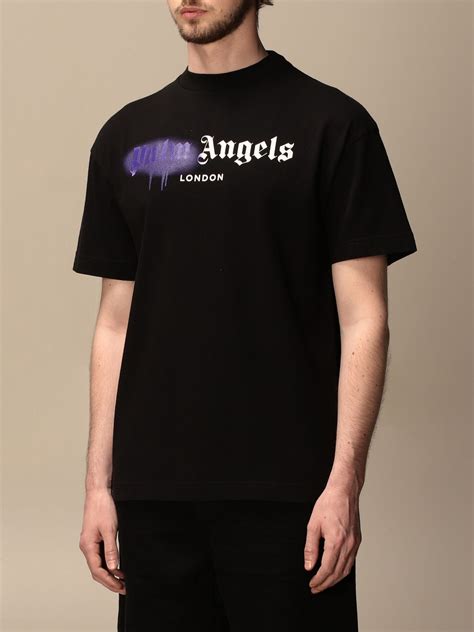 Palm Angels Cotton T Shirt With Logo Black Palm Angels T Shirt