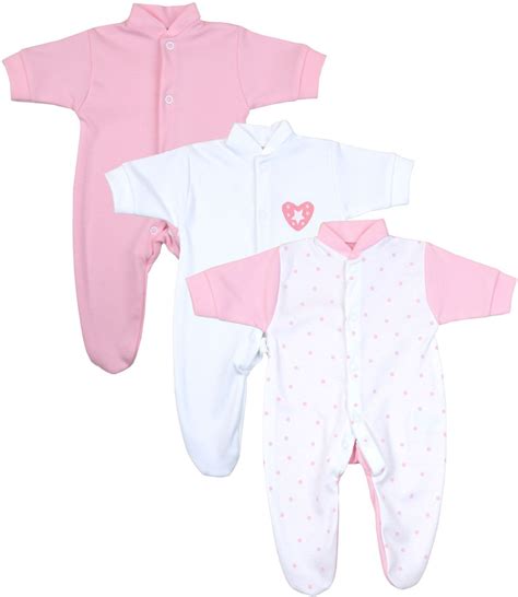 Babyprem Premature Baby Clothes 3 Pack Sleepsuits Babygrow All In Ones