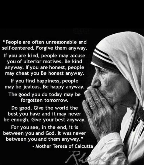 Mother Teresa Quote Between You And God Mothersf