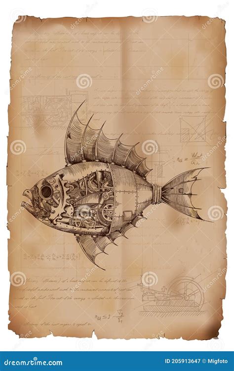 Steampunk Style Fish Stock Vector Illustration Of Equipment 205913647