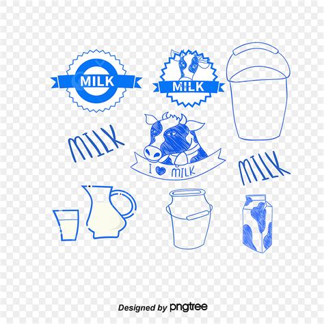 Milk Label Hd Transparent Blue Milk Label Vector Material Blue Vector