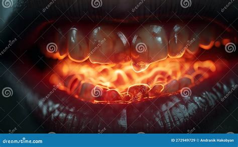 Woman Mouth With A Fire Generative Ai Stock Illustration