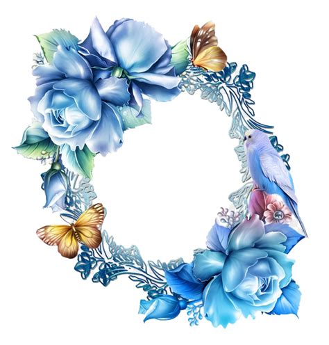View And Download Hd Blue Watercolor Png Blue Flower Frame Png Png