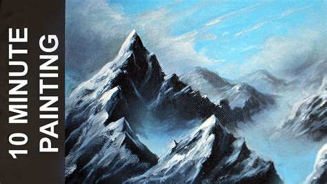 Painting A Misty Mountain Landscape With Acrylics In 10 Minutes Youtube