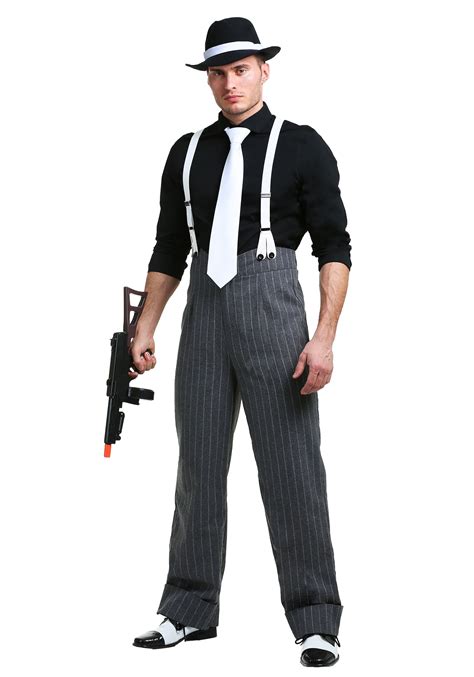 Mens Yellow 1920s Gangster The Mask Halloween Fancy Dress Costume