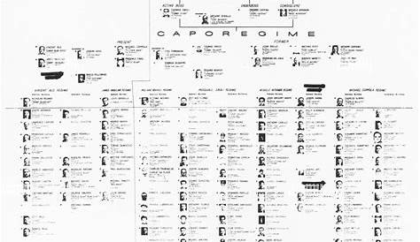 Charts show the internal organization of the crime families of New York