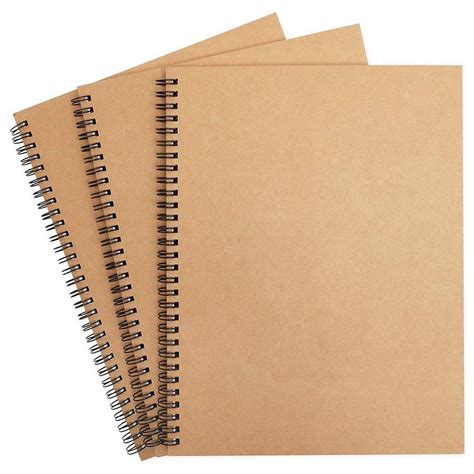 3 Packs Unruled Kraft Cover Spiral Notebooks Journals School College