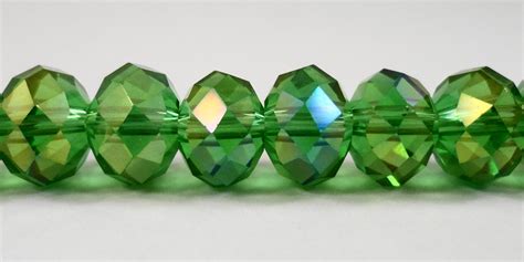 Green Ab Crystal Beads 10x7mm 7x10mm Green Crystal Rondelle Etsy