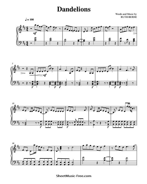Dandelions Sheet Music Ruth B ♪ Sheetmusic Freecom