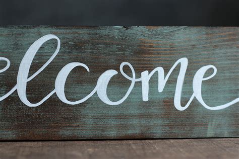 Welcome Hand Lettered Wood Sign, hand painted in Mill ...