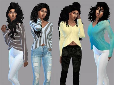 The Sims Resource Off Shoulder Shirt Mari Recolored By