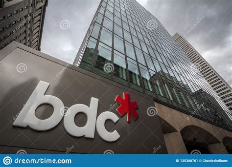 We are bdc, the bank for canadian entrepreneurs. BDC Bank Logo On Their Headquarters For Montreal, Quebec ...