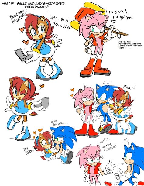 Sonic The Hedgehog Photo Sally And Amy Crossover Sonic Funny Sonic Heroes Sonic