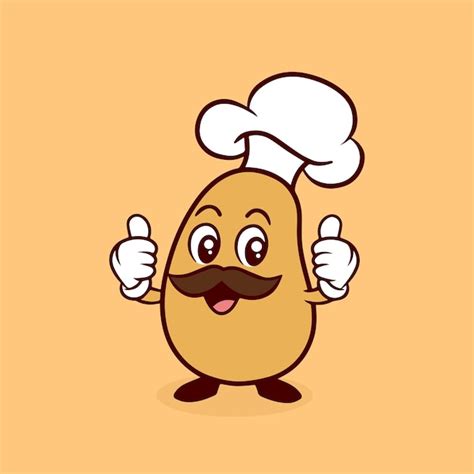 Premium Vector Cute Potato Chef Cartoon Character Thumbs Up Vector