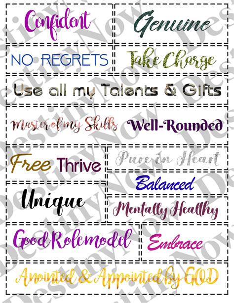 Vision Board Printable Words