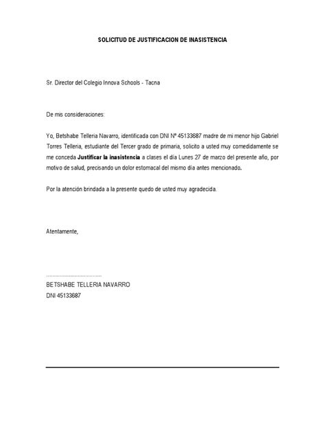 Modelo De Carta Para Justificar Inasistencia A Clases Por Trabajo