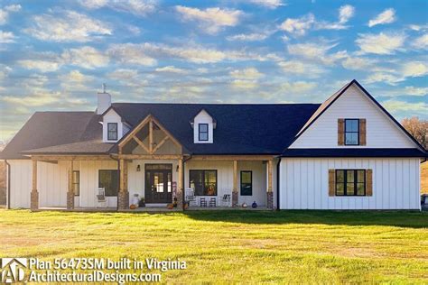 Plan 56473smnew American Farmhouse Plan With Brick And Board And Batten