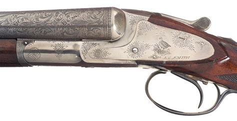 Engraved Lc Smith Damascus Double Barrel Hammerless Shotgun