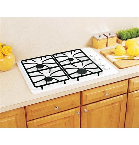 Gas Cooktop White Ge 30 Inch Built In 4 Burners Gas Cooktops