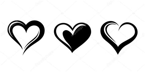 Black Silhouettes Of Hearts Vector Illustration — Stock Vector