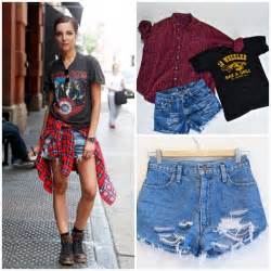 Back To School Mystery Grunge 90s Outfit Flannel Jean Shorts Boho