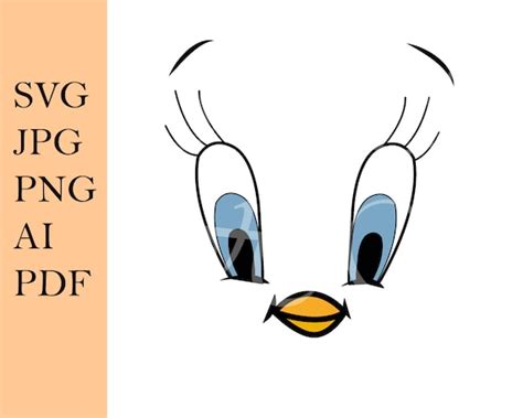 Svg File Cute Tweety Face Vector Illustration Looney Tunes Etsy