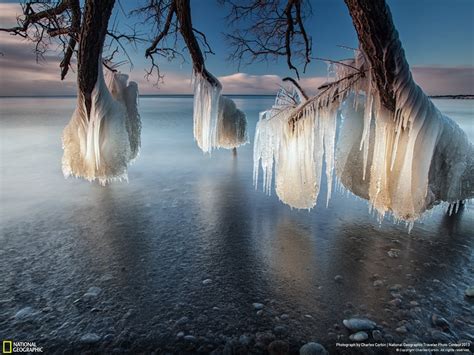 Ice Landscapes Nature Trees Frozen Canada National Geographic Lakes