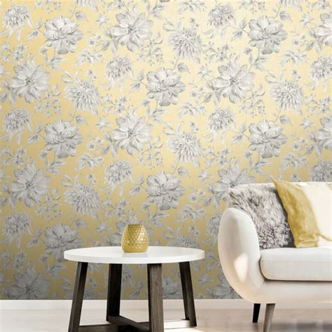 Pin By Nigel Poole On Flourish With Florals Floral Wallpaper Grey