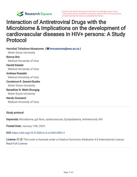 Pdf Interaction Of Antiretroviral Drugs With The Microbiome