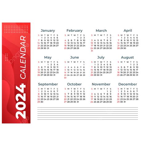 Calendario 2024 Plantilla Imprimir Vector Png Dibujos Año Nuevo