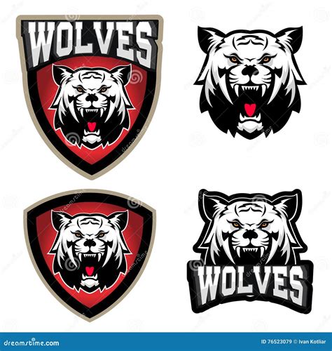 Wolf Illustration Angry Wolves Sport Club Or Team Emblem Stock Vector