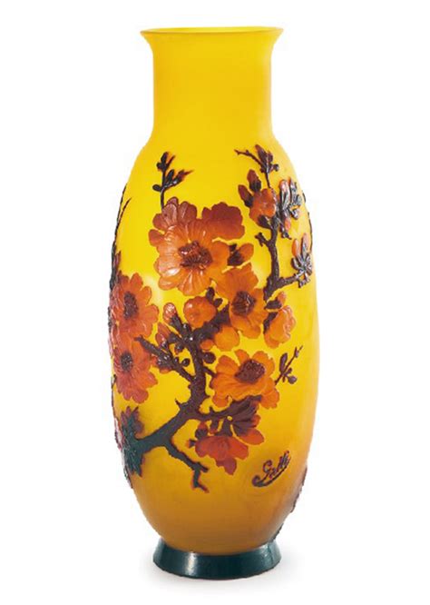 French Glass Gallé Galle Blownout Floral Vase