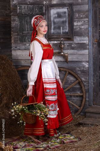 beautiful woman portrait in russian style beautiful russian girl in traditional dress russian