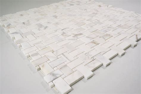 Basketweave Premium Honed Calacatta Gold Marble Mosaic