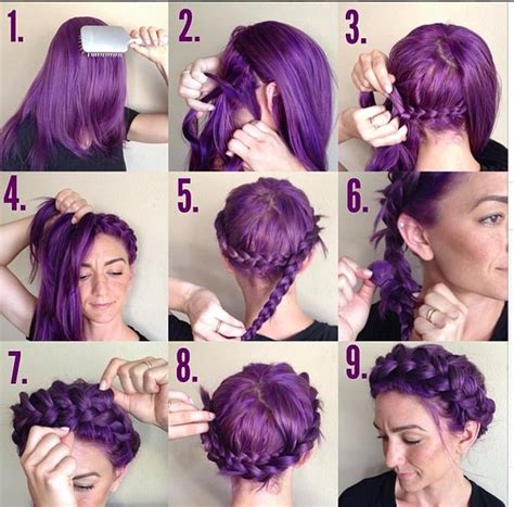 Depending on how long your hair is, tuck the end of your braid under the first braid to hide it and pin it in place. The Crown Braid | Hairstyles How To