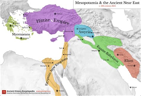 Map Of Mesopotamia And The Ancient Near East C 1300 Bce