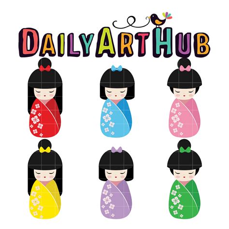 Cute Japanese Dolls Clip Art Set Daily Art Hub Free