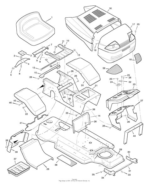 Murray 42910x92a Lawn Tractor 1996 Parts Diagram For Chassis And Hood