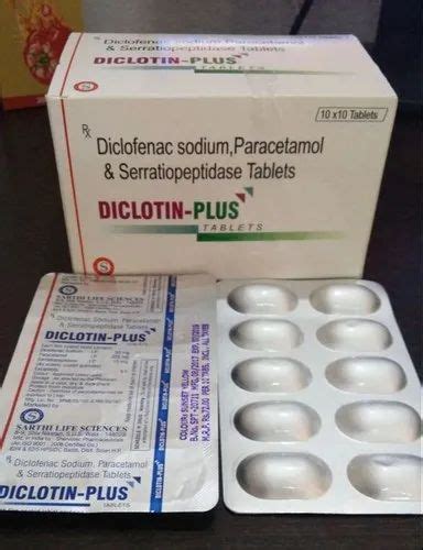 Diclofenac Sodium Paracetamol Serratiopeptidase Tablets Diclotin Plus At Rs Strip New