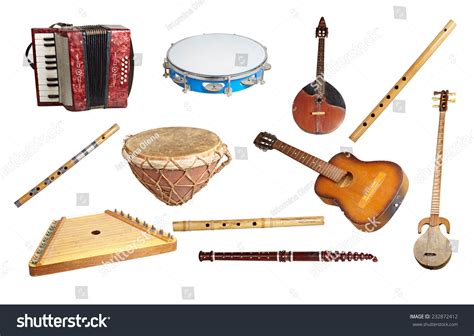 Old Musical Instruments Around World Isolated Stock Photo Edit Now