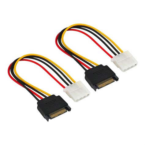 15 Pin Sata Male To Molex Ide 4 Pin Female Power Adapter Cable Pack