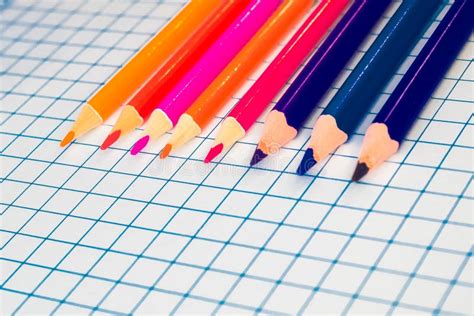 Colored Pencils On A Piece Of Paper Stock Image Image Of Pencil
