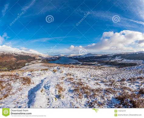 Panoramic Views Over Loch Tay In Winter Above Killin Scotland Stock