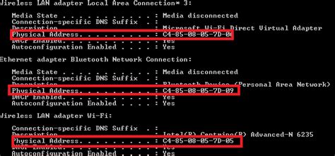 cmd exe how do i find the mac address of every networking of my notebook in win 8 super user
