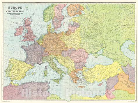 Historic Pictoric Map Europe 1939 2 Bartholomews Map Of