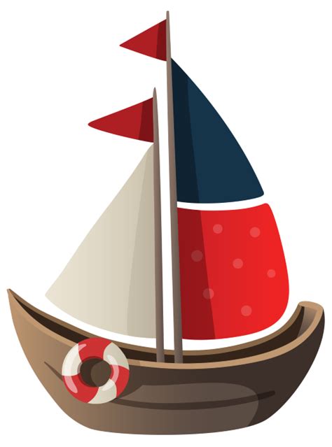 A Red And White Sailboat With A Life Preserver