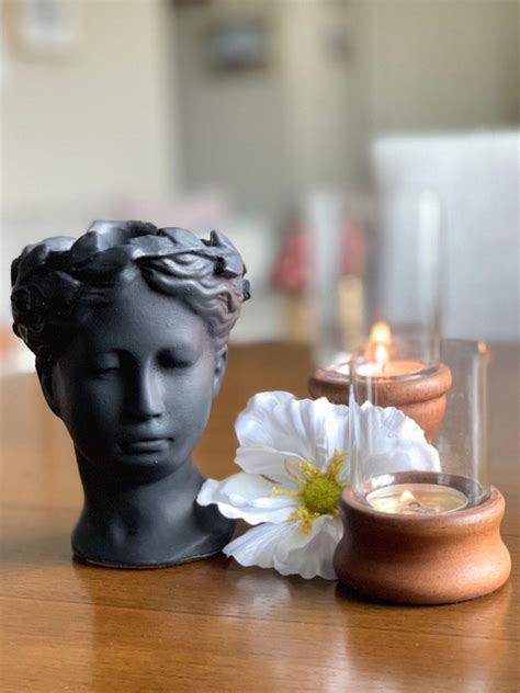 Greek Goddess Female Statue Head Concrete Flower Planter For Etsy