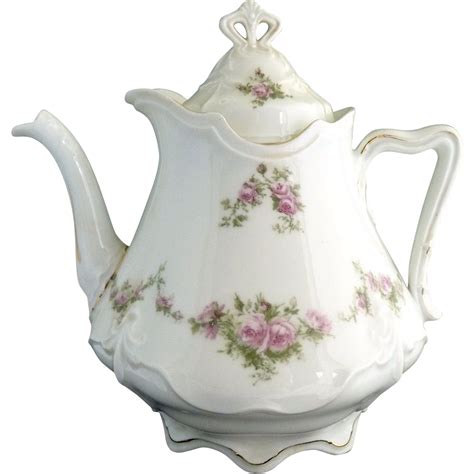 Victorian Porcelain Teapot Pink Roses Ohme C 1892 From Victoriascurio