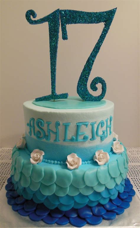 Shades Of Blue 17th Birthday Cake